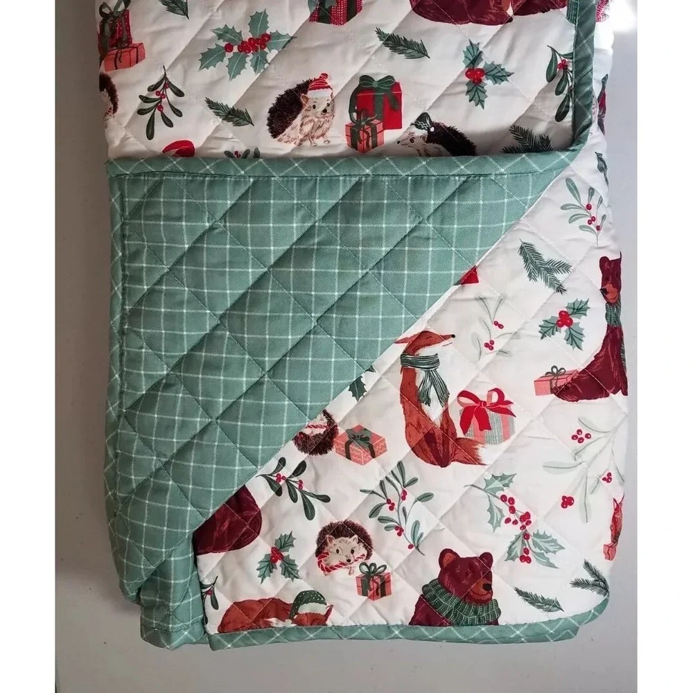 Martha Stewart Christmas Woodland FULL/QUEEN SIZE Reversible Quilt 3 pc‎ Set NEW
